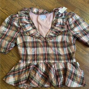 Saylor Plaid Ruffle Top